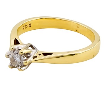 9ct gold diamond 0.25 solitaire Ring size L